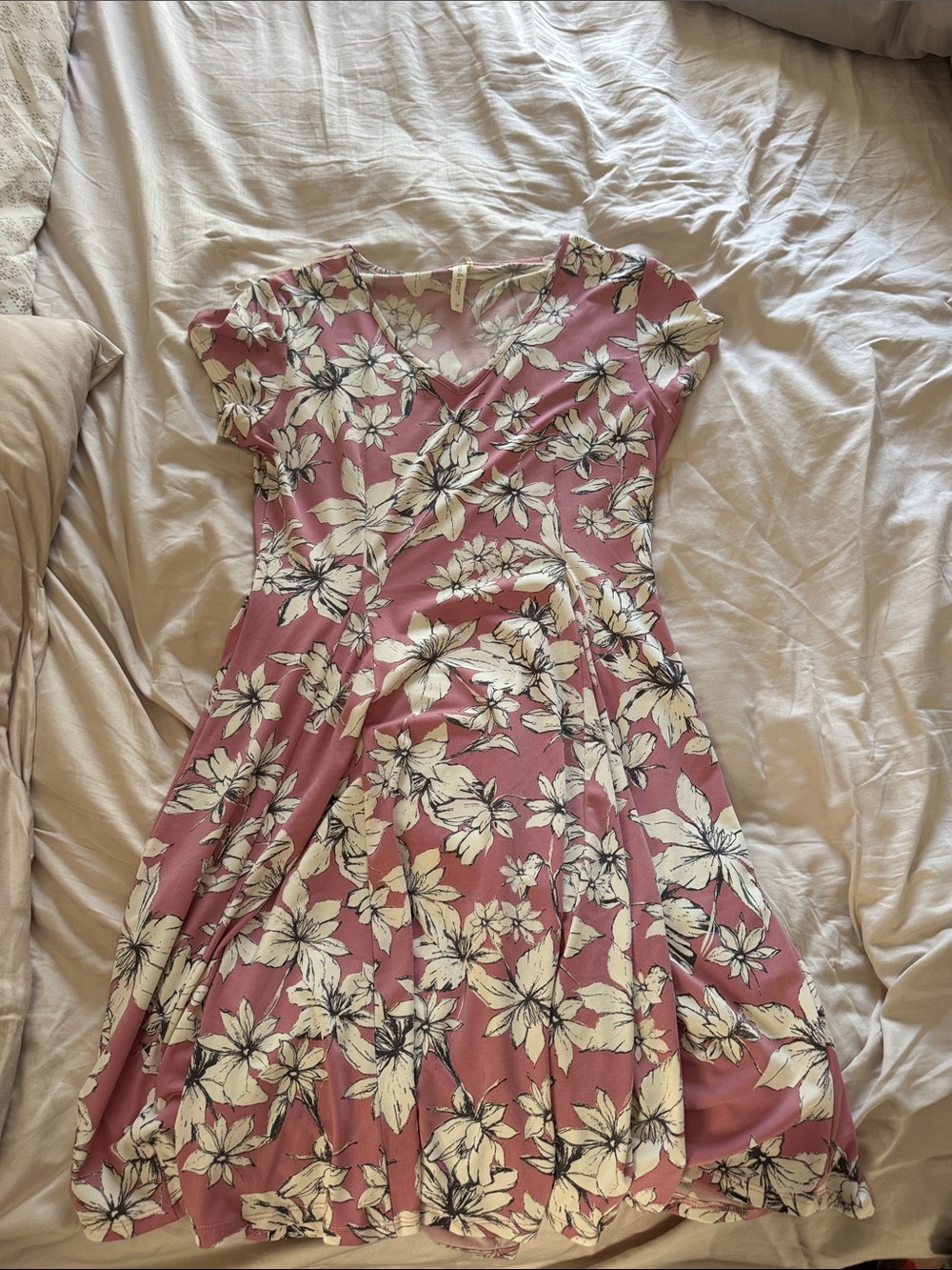 Floral Wrap-Style Pink Women’s Dress